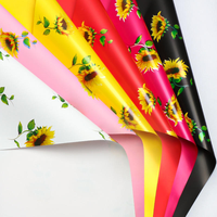 Papier d'emballage floral de luxe imperméable à l'eau, motif tournesol imprimé, feuilles de bouquet floral en papier PE, matériel d'emballage cadeau et artisanal