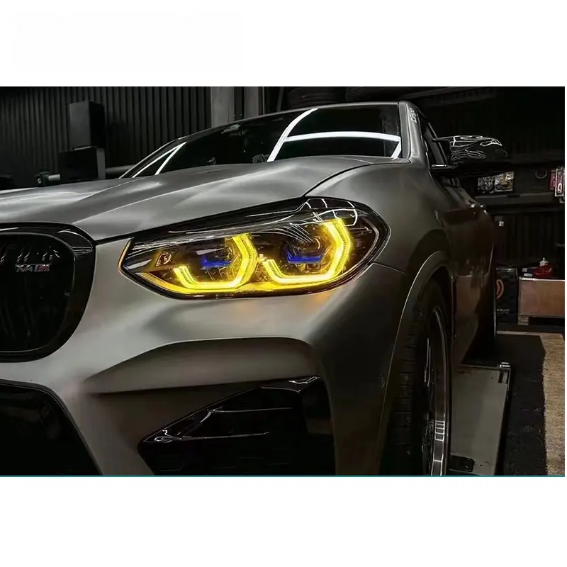For BMW M3 M4 M5 M2 F80 G80 G82 Custom LED Headlights Seven-Color LED Daytime Running Lights with Modified CSL Yellow Module