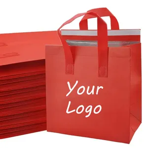 Food Delivery Food Thermal Tote Bag Cake Pizza Take-Out Delivery Bag Drinks Self-Adhesive Cooler Bag With Logo