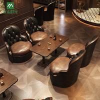 Ensemble de meubles de bar de style rétro américain, table et chaises de bistrot, canapé en cuir, fauteuil, siège arrière de style américain rétro