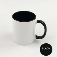 Mug en céramique personnalisé avec logo, 11 oz, impression par transfert thermique, sublimation photo DIY, intérieur coloré, poignée colorée