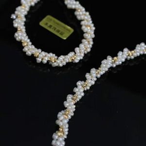 14K Gold Filled Hand Woven <b>Necklace</b>, 11-12mm High Luster Edison Pearl With Black Spinel Ladies <b>Statement</b> Neck Chain - Product Image 3