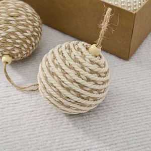 Boling 8Cm Minimalist Natural Jute Electroplated Handmade Hanging <b>Ball</b> Ornaments Decorative <b>Balls</b> Christmas Tree - Product Image 3