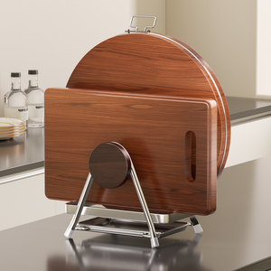 Support de planche à découper en acier inoxydable avec plateau de récupération des liquides, organisateur de couvercles de casseroles pour comptoir de cuisine - Product Image 1