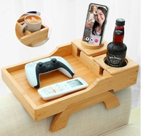 Grand support de téléphone portable à 360 ° Plateau d'accoudoir de canapé en bambou portable avec plateau de table d'ustensiles de cuisine portable à 360 °