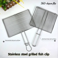 Pince de barbecue pliable en acier inoxydable pour poisson grillé, vente en gros d'usine, accessoires d'extérieur