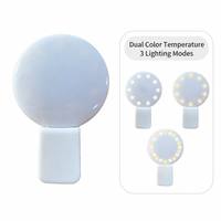 Lampe LED portable rechargeable à double température de couleur avec anneau lumineux pour selfie, à clipser sur téléphone portable et tablette