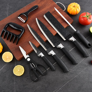 Ensemble de couteaux de cuisine 8 pièces, noir, antiadhésif, acier inoxydable, couteaux de cuisine professionnels avec aiguiseur - Product Image 4