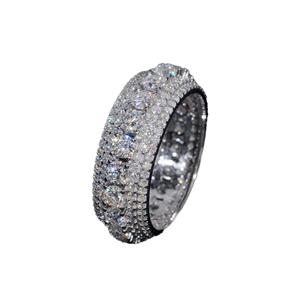 Bague Éternité Moissanite Entièrement Sertie Effet Diamant VVS Luxe, Bague de Fiançailles et de Mariage Hip Hop en Argent pour Hommes et Femmes - Product Image 3