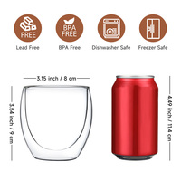 Tasse à café expresso en verre borosilicate à double paroi, isolée, fabriquée à la main, de haute qualité, directement de l'usine CnGlass.