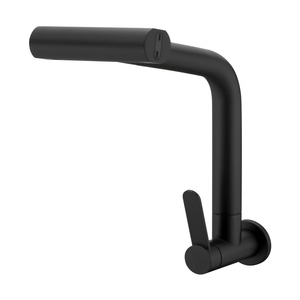 Grifo de Cocina Monomando de Latón de Diseño Moderno con Válvula de Cerámica; Acabado Negro Mate Montado en la Pared para Agua Fría, Ideal para Hoteles y Centros Comerciales - Product Image 3