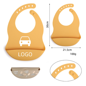 Bavoirs pour bébé en silicone souple imperméable OEM, bavoirs pour nourrissons avec bouton, sans produits toxiques, pour l'alimentation des bébés et des enfants - Product Image 2