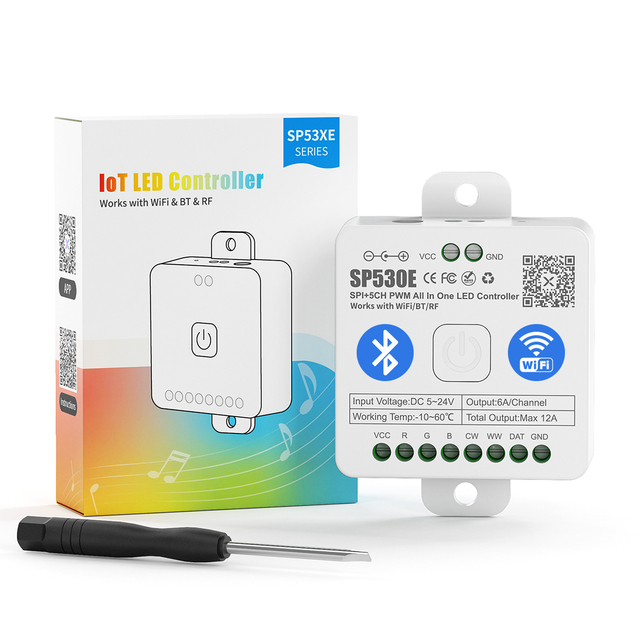 2.4GHz Enabling Blue Tooth Local Network Cloud Connection PWM SPI WIFI RGBCCT RGB RGBW  Led Controller for Strip Light
