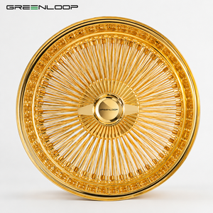 Cerchi in Lega Premium Greenloop Personalizzati a Razze Incrociate da 20, 22, 24 Pollici con Centro Dorato per <span class=keywords><strong>Auto</strong></span> Classiche e Lowrider - Product Image 1