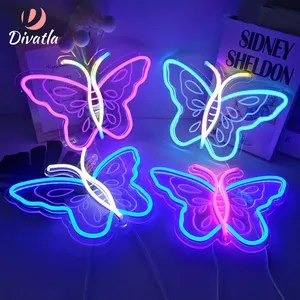 DIVATLA personalizzazione Butterfly Garden Party Sweet Atmosphere Restaurant & Shop decorazione impermeabile acrilico Led Light Neon Sign