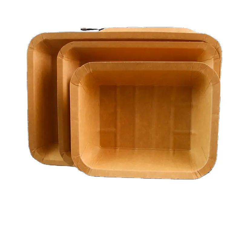 6 # Take Out Caixa De Almoço De Alimentos De Papel Kraft Brown Take Away Caixa De Papel De Comida Papel Take Out Kraft Food Container Descartável