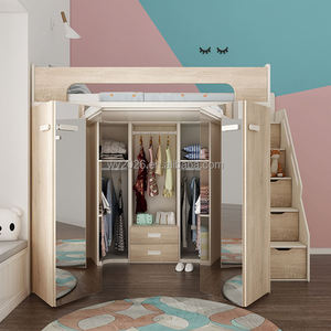 Letto a Soppalco Moderno Salvaspazio con Cabina Armadio e Scala con Vano Portaoggetti, Letto Alto in Legno Personalizzato - Product Image 3