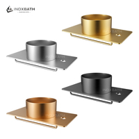 Lavabo Rectangular de Acero Inoxidable para Baño, Unidad Colgante de Pared con Orificio para Grifo y Toallero 450x240mm