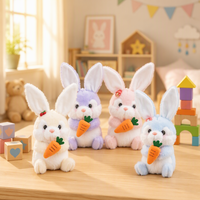 Porte-clés en peluche lapin carotte mignon Kawaii, couleurs pastel, mini jouet en peluche doux et moelleux, pendentif de sac