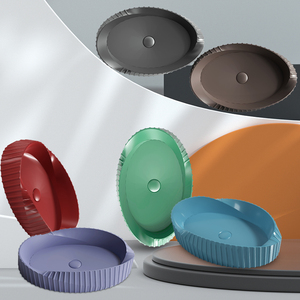 Colorato nuovo arrivo creatività forma irregolare piano del tavolo in porcellana lavabo lavabo da appoggio in ceramica lavabo per <span class=keywords><strong>bagno</strong></span> - Product Image 3