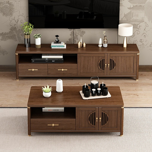 LXYX Modern Simple Solid Wood Multi-functional TV Stand & <b>Small</b> Coffee <b>Table</b> Combo for Living Room <b>Storage</b> - Product Image 3