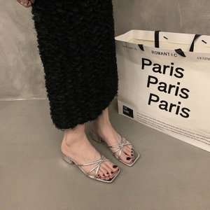 French Style Women's Slide <b>Sandals</b> 2026 Summer New Outdoor Daily All Match Flat One Strap Casual Slippers For Ladies - Product Image 2