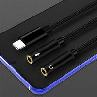 Typ-C zu Dual 3,5mm AUX-Kabel Kopfhörer-Mikrofon-Splitter Hi-Res DAC Audio-Adapter für PC-Gaming Tragbar