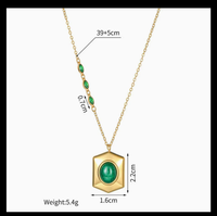 Collier Pendentif Tendance en Acier Inoxydable Plaqué Or 18K avec Pierre de Jade Naturelle et Zircon – Vente Flash