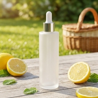 Flacon compte-gouttes en verre transparent dépoli de 100 ml à épaule plate pour huile visage et soins de la peau, emballage liquide pour huiles essentielles