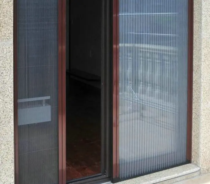 Pleated mesh folding retractable mosquito screen door retractable pleated insect screen window