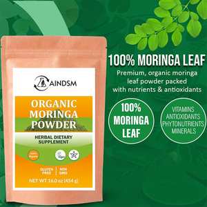 Polvo de Hoja de Moringa Orgánica de Alta Calidad, Suplemento Dietético para Adultos con Vitaminas, Minerales y Antioxidantes para el Apoyo Inmunológico - Product Image 3