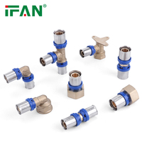 IFAN 16-32mm Prix d'Usine OEM Personnalisé Bleu Raccords PEX Connecteur de Tuyau PEX-Al Raccords à Sertir PEX en Laiton