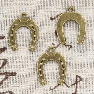 Charms lucky ferro di cavallo good luck talisman 21x16mm fatto a mano in forma, pendenti Vintage Color argento tibetano, fai da te per bracciale Nec - Product Image 5