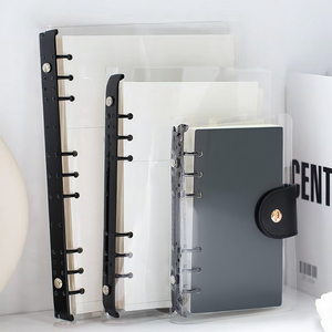 Custom Transparent Loose Leaf Ring Binder B5 Notebook <strong>A6</strong> A5 Plastic PVC Budget Business Notepad Handbook <strong>Diary</strong> with Leather Snap - Product Image 4
