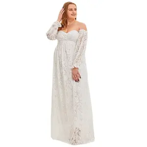Boho Lace Maternity Photo Shoot Long Dress Maternity Photoshoot Outfit Sets 2 in 1 Pregnancy Dresses For Photography Gown