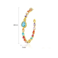 LUOXIN Boucles d'oreilles en zircon coloré à la mode européenne et américaine Accessoires quotidiens pour femmes