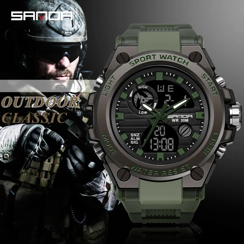 SANDA 739 Men's Watches Top Brand Luxury Men Waterproof S Shock Male Clock 2021 Digital Sports Watch