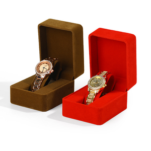 Boîte de rangement pour montres en velours doux, boîte à montres à ouverture rabattable pour présentation en boutique, impression personnalisée - Product Image 2