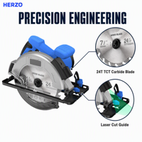 Scie circulaire sans fil HERZO 300W, lame de 185 mm, 5800 tr/min, batterie au lithium, qualité industrielle, bricolage