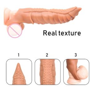 Hochwertige flüssige Silikon Cock Sleeve Vibrierender <span class=keywords><strong>Penis</strong></span> Big Dildo Enhancer Sexspielzeug für Erwachsene für Frauen Männliche Spike Sleeve Delay - Product Image 6