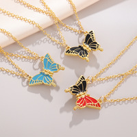 SC gros mode or collier magnétique collier d'amitié créative Vintage coloré papillon pendentif collier pour les filles