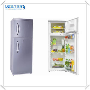 Réfrigérateur rétro coloré / Réfrigérateur à double porte <span class=keywords><strong>noir</strong></span> et blanc avec serrure et clé - Product Image 4