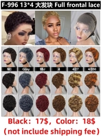 Perruques Bouclées Courtes Couleur Letsfly 17$ Promotion, Lace Frontal 13x4 en Cheveux 100% Humains, Noir Naturel, Prix de Gros Disponible, 110g