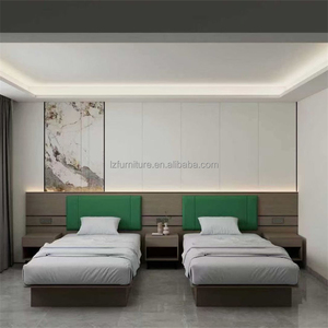 Hotel Queen Platform Bed Wooden <b>Wall</b> <b>Panel</b> Upholstered <b>Headboard</b> For Economy Homestay Serviced Apartment Guest Room Furniture - Product Image 5
