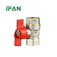 IFAN Vanne à boisseau sphérique en laiton forgé CW617N de bonne qualité pour cuisine, avec poignée papillon et corps en laiton