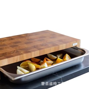 Tabla de cortar de madera maciza rectangular multifuncional para cocina con cajón para frutas, pan, verduras y cocina - Product Image 5