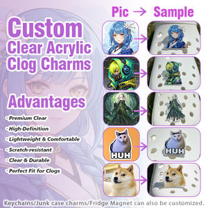 Breloques de chaussures en acrylique personnalisées pour animaux de compagnie (chats et chiens) avec impression UV HD, accessoires de décoration personnalisés en acrylique pour sabots, style anime - Product Image 5