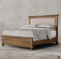 Lit mural en tissu rustique de style américain, taille King, avec panneaux décoratifs, écologique, pour chambre principale, dossier haut, personnalisable