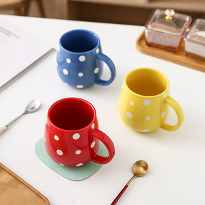 Free shipping on painted polka dot <b>ceramic</b> <b>mugs</b>, luxurious and high-end water cups, cute household breakfast <b>mugs</b>, custom - Product Image 1