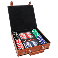 Ensembles de poker, cartes et dés en similicuir gravables au laser, jeux de cartes de poker, jetons et dés en cuir PU vierge personnalisables par laser, coffret de jeu